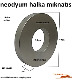 NEODYUM HALKA MIKNATIS 70x32x10 YUVARLAK MIKLATIS SİMİT TİP DAİRE KALIN GENİŞ