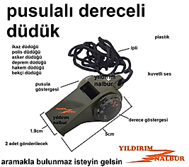 DEPREM DÜDÜĞÜ PUSULALI DERECELİ 2 ADET HAKEM İKAZ POLİS DÜDÜK BONCUKLU İPLİ DÜDÜK