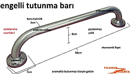 ENGELLİ TUTUNMA BARI 58CM ORTA BOY KALIN BORU EKONOMİK FİYAT BANYO TUTAMAK YAŞLI KÜVET TUTAMAK