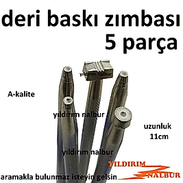 ŞEKİLLİ DERİ ZIMBASI 5 PARÇA YUVARLAK MODEL CRAFT BASKI ALETİ DERİ CÜZDAN ŞEKİL VERME