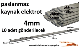 PASLANMAZ KROM KAYNAK ELEKTROT 4MM KALİTE 10 ADET KAYNAK ÇUBUĞU PASLANMAZ KAYNAK ELEKTROT