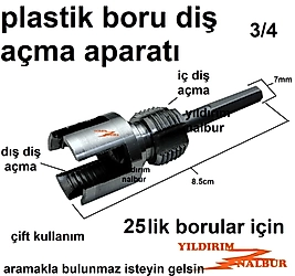 25 LİK PLASTİK BORU DİŞ AÇMA APARATI 3/4 BÜYÜK BOY İÇ DIŞ KANAL AÇMA PRETİK APARAT