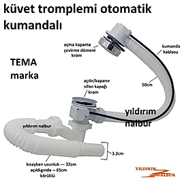 KÜVET TROMPLEMİ KUMANDALI OTOMATİK KÜVET JAKUZİ SİFONU STOPLU