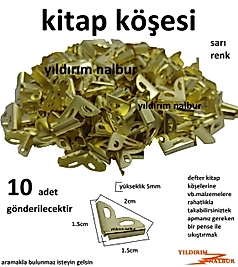 KİTAP KÖŞESİ METAL ALTIN SARI GOLD RENK DEFTER KÖŞE KAPLAMASI AJANDA KÖŞESİ