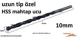 HSS METAL MATKAP UCU 10MM UZUN TİP KALIN DEMİR UCU 18CM LİK KALIN