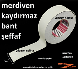MERDİVEN KAYDIRMAZ BANT ŞEFFAF 50X15 MT GENİŞ ŞEFFAF