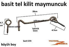 KAPI KİLİDİ BÜYÜK DUBLE ZERZE BASİT TEL EMNİYET KİLİDİ KAPI KANCASI KAPI PENCERE HALKALI KİLİT