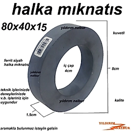MIKNATIS HALKA SİYAH 80x40x15 YUVARLAK MIKLATIS DENEY MIKLANTIS 80LİK KALIN