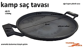KAMP TAVASI SAÇ TAVA 35CM PİKNİK ET SOTE TAVA YEMEK TAVASI AĞIR