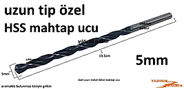 HSS METAL MATKAP UCU 5MM UZUN BOYLU ÖZEL EBAT 13CM BOYUNDA