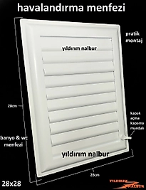 HAVALANDIRMA MENFEZİ 28X28 KAPAKLI KÜÇÜK BOY BANYO WC MENFEZ