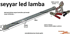 SEYYAR LED LAMBA OTO TAMİR AKÜ LAMBASI TAMİRCİ LAMBASI 2 METRE