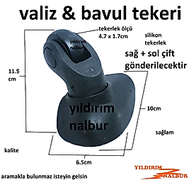 VALİZ TEKERİ SAĞ SOL ÇİFT OVAL TEKER BAVUL TEKERİ DİK TEKER SİLİKON