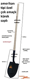 AMERİKAN TİPİ EĞRİ KÜREK YAPARLAR SAPLI KANAL KÜREĞİ KUM TOPRAK BEL KÜREĞİ
