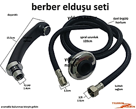 BERBER EVYE BATARYASI BAŞLIĞI BERBER DUŞ SPRALİ SETİ ÖRGÜLÜ HORTUM