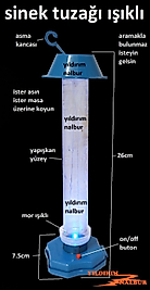 SİNEK KAPANI UÇAN HAŞERE YAPIŞKAN KAPAN MOR IŞIKLI ASKILI KARA SİNEK TUZAĞI KAPAN