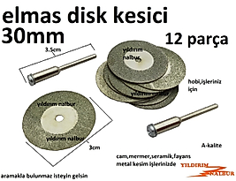 ELMAS DİSK KESİCİ 30MM ORTA BOY CAM FAYANS KESİCİ TAŞLAMA DRAMEL KESİCİ TASARIM DİSK