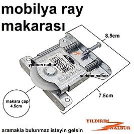 MOBİLYA RAY MAKARASI TEKERLEK SÜRGÜLÜ GARDOLAP RAY TEKERLEK YAYLI