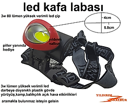 LEDLİ KAFA LAMBASI KUVETLİ IŞIK PİLLİ KAFA FENERİ A-KALİTE
