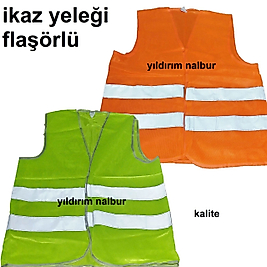 İKAZ YELEĞİ FLAŞÖRLÜ İNŞAAT İŞÇİ YELEĞİ YEŞİL TURUNCU