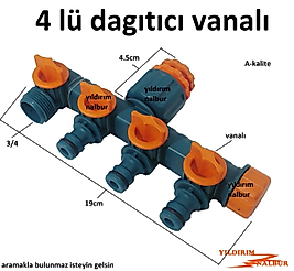 MUSLUK HORTUM BAĞLAMA APARATI 4 LÜ DAĞITICI VANALI PLASTİK BAHÇE MUSLUĞU