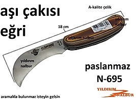 AŞI ÇAKISI EĞRİ TİP SÜRMENE PASLANMAZ ÇELİK DAMGALI ÖZEL AŞIBIÇAĞI AŞILAMA KESKİSİ AĞAÇ AŞISI