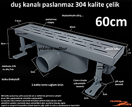 DUŞ KANALI DUŞ SÜZGECİ 60CM BÜYÜK BOY BANYO YERSİFONU KROM PASLANMAZ