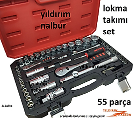 KLYTEK LOKMA TAKIMI 55 PARÇA 1/2 PROFESYONEL ÇELİK LOKMA TAMİR SETİ ÇANTALI