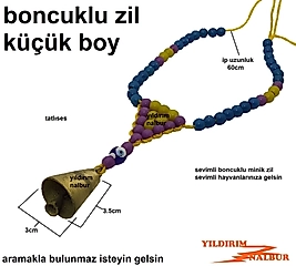 BONCUKLU ZİL MİNİ BOY HAYVAN ZİL BONCUKLU TASMA ZİL KUZU KEÇİ İNEK KÖPEK ÇANI