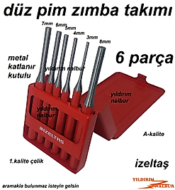 DÜZ PİM ZIMBA İZELTAŞ 6 PARÇA SET PİM ZIMBA TAKIMI PİM ÇIKARTMA NOKTA