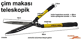 TELESKOPİK ÇİM MAKASI KESME METAL SAPLI SARI MAKASI UZUN KOLLU OT ÇİMEN KESME BAHÇIVAN MAKASI