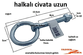 HALKALI CİVATA KALIN HALKALI M-10 BÜYÜK UZUN BOYLU VİDA SAPLAMA HALKALI