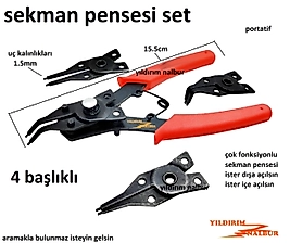 SEKMAN PENSESİ 4 BAŞLIKLI SET İÇE DIŞA AÇILIR 4 LÜ TAKIM PENSE PRATİK