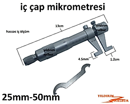 MİKROMETRE İÇ ÇAP 25-50 KUMPAS HASSAS İÇ ÇAP ÖLÇÜSÜ KALİTE