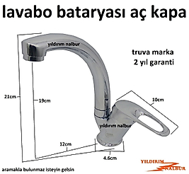 LAVABO BANYO BATARYASI AÇ KAPA YÜKSEK TİP TRUVA 2 YIL GARANTİ