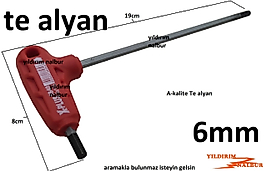 ALYAN ANAHTAR TE TİPİ 6MM ALYAN TE 19CM ALLEN ANAHTAR ALTI NUMARA ALYAN
