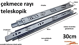 ÇEKMECE RAYI TELESKOPİK 30 CM