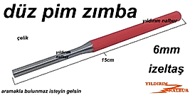 DÜZ PİM ZIMBA 6MM İZELTAŞ PİM ZIMBA 6LIK UÇ ÇELİK SAĞLAM TAKIMI PİM ÇIKARTMA NOKTA TEK ADET