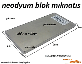NEODYUM BLOK MIKNATIS 100x50x5 KARE MIKLATIS BLOK TİP UZUN İNCE DENEY MIKNATIS