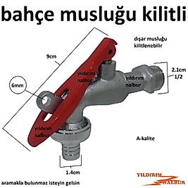 BAHÇE MUSLUĞU KİLİTLİ 1/2 KOLLU KÜRESEL VANA KİLİT TAKMALI DIŞAR MUSLUĞU