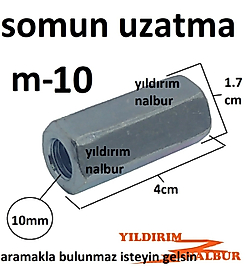 SOMUN UZATMA M10 CİVATA UZATMASI METRİK 10 DİŞLİ UZATMA 8LİK DİŞ SOMUN SAPLAMA UZATMA