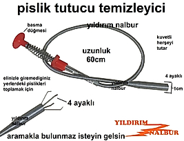 PİSLİK TUTUCU 4 AYAKLI MANUEL TEMİZLEME APARATI LAVABO TIKANIK AÇMA GİDER TEMİZLEME