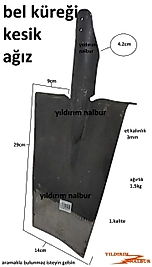 KESİK BEL KÜREĞİ KALIN RAY ÇELİK BELLEME KÜREK YARIM BEL KÜREĞİ BAHÇE BÜYÜK BOY