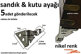 SANDIK AYAĞI NİKEL RENK ÜÇGEN TİP KUTU AYAĞI KAVİSLİ 5 ADET KUTU BACAĞI GÜMÜŞ RENK