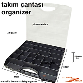 TAKIM ÇANTASI ORGANİZER 24 GÖZ VİDA KUTUSU ŞEFFAF KAPAK EKONOMİK