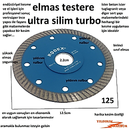 MERMER KESİCİ 125 TURBO ELMAS GRANİT KESME ELMAS SOĞUTMALI KESİM ORTA BOY TUĞLA BETON KESİM ELMASI