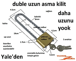 ASMA KİLİT SARI UZUN ÇOK UZUN BUZDOLABI KİLİDİ ZERZE ASMAKİLİT BÜYÜK DUBLE BOY
