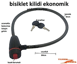 BİSİKLET KİLİDİ EKONOMİK 64CM 2 ANAHTAR HIRSIZ KİLİDİ MOTOR KİLİDİ