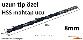 HSS METAL MATKAP UCU 8MM UZUN TİP DEMİR DELME UCU 16CMLİK