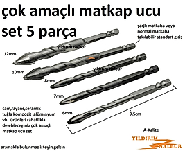 MATKAP UCU 5 Lİ SET ÇOK AMAÇLI ÜNİVERSAL CAM,SERAMİK,BETON VS DELİCİ SET